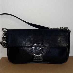 Michael Kors Black Shoulder Bag with Silver Chain